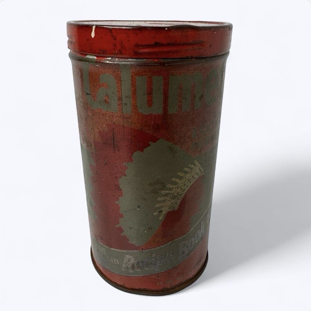 Vintage Calumet Baking‎ Powder Tin Can w/ Metal Lid 14oz EMPTY
